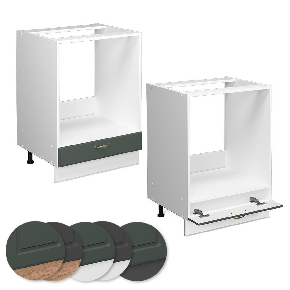 HERDUMBAUSCHRANK Fame-Line Grün-Gold Landhaus 60 cm, AP Anthrazit - Weiß/Grün, Holzwerkstoff (60/82/60cm) - Vicco