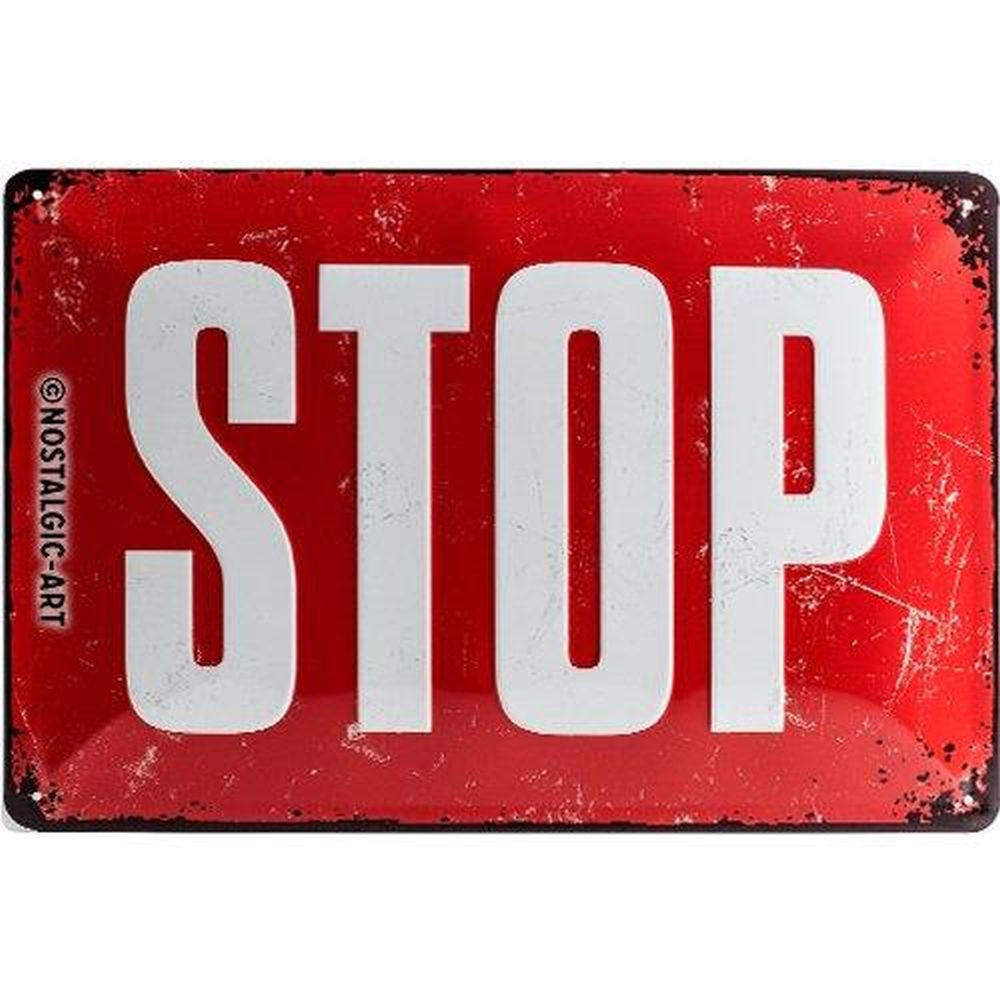 BLECHSCHILD 20/30 cm Achtung STOP - Multicolor, Metall (30/20/0.2cm) - Nostalgic-Art