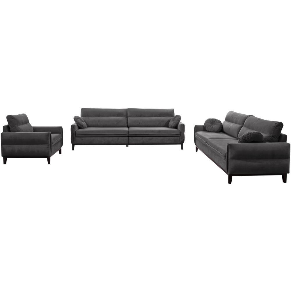 SOFA 3-SITZER Belweder Velours grau - Wengefarben/Grau, Holz/Textil (268/95/94cm) - Beautysofa