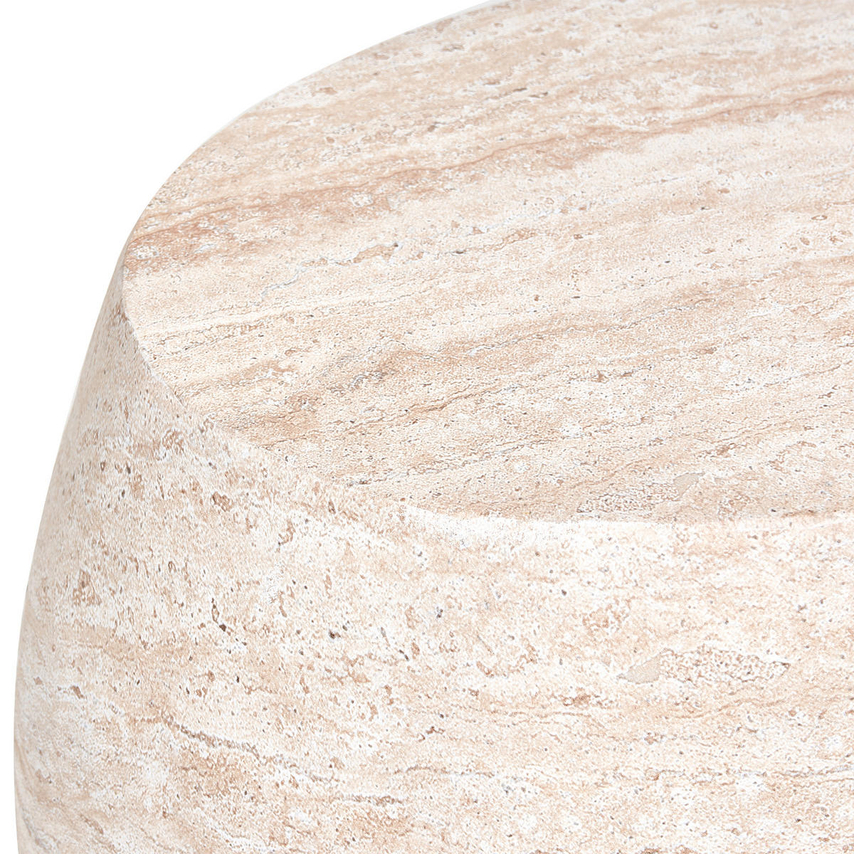 BEISTELLTISCH 40/58 cm Travertinoptik Ricadi - Beige, Keramik (40/58/52cm) - Beliani