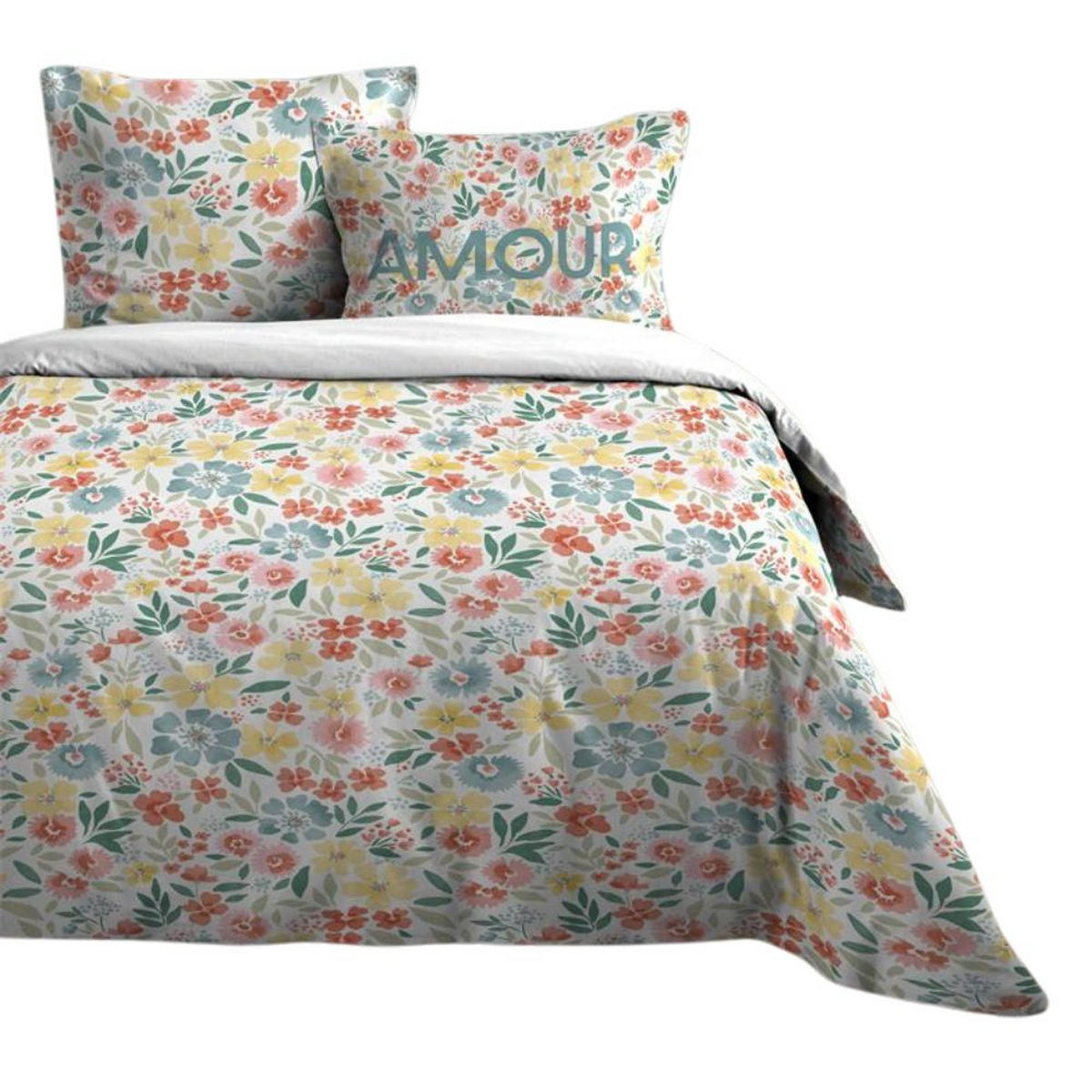 BETTWÄSCHE-SET Baumwolle Flower 240/220 cm - Multicolor, Naturmaterialen (220/240cm)