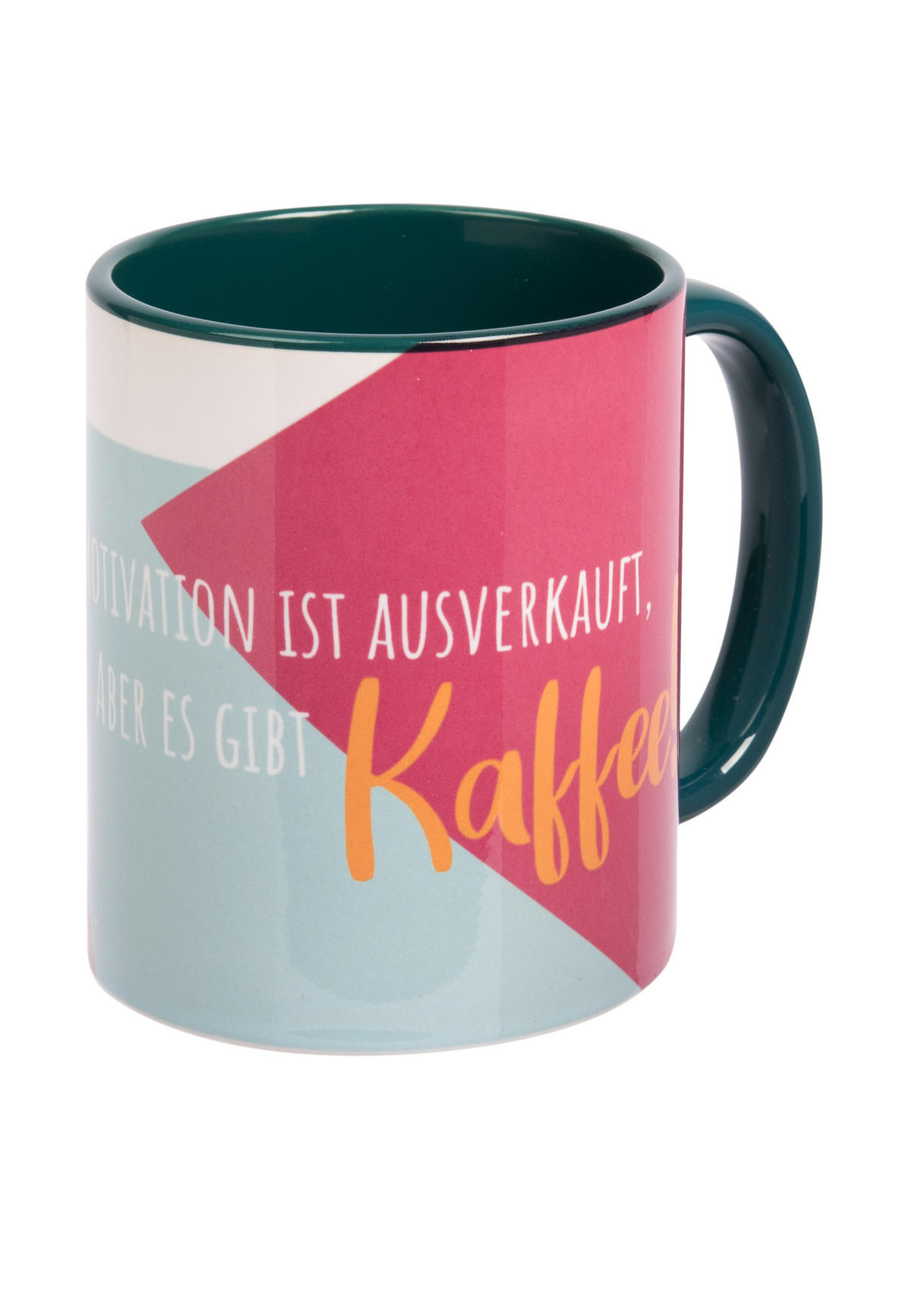KAFFEEBECHER Katzen Motivation ist ausverkauft! Aber es gibt Kaffee! Grün/Weiß 320 ml - Multicolor, Keramik (0.32L) - United Labels