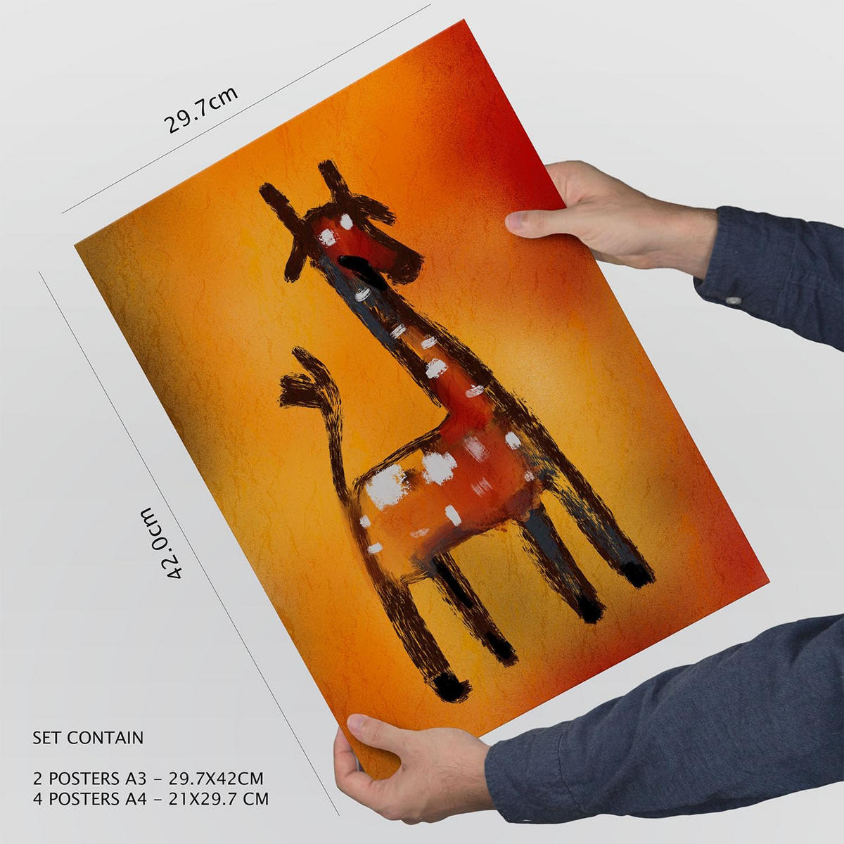 POSTER Set Mit 6 Auffällt 3 In Tiere Zusammenfassungen A3 & A4 Rahmenlos - Klar, Papier (29/3cm) - Nacnic