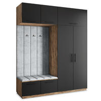 GARDEROBENSCHRANK REMA 200/240/60 cm Modern Eichefarben - Eichefarben/Schwarz, Holzwerkstoff (200/240/60cm) - MASSENO