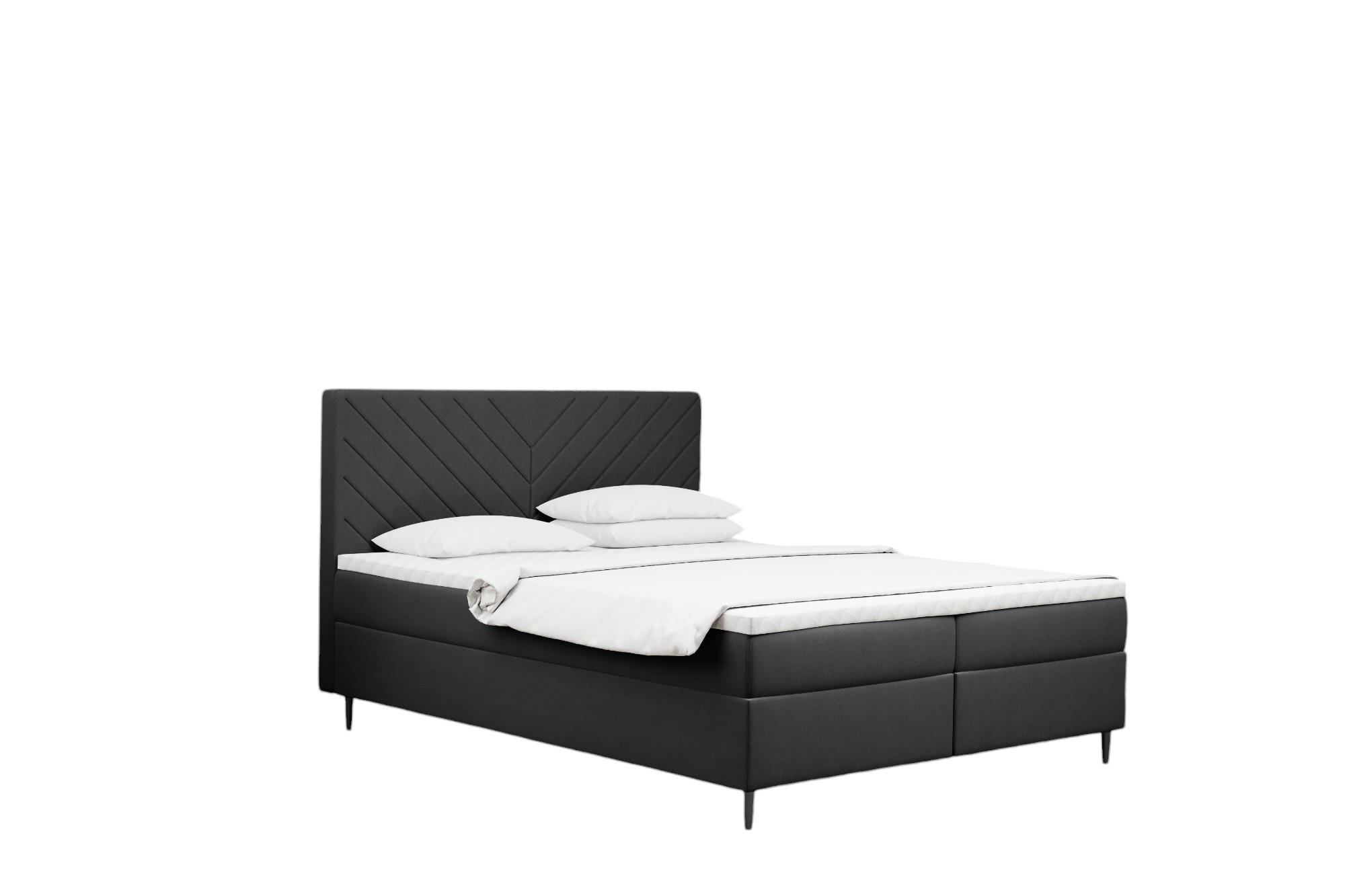 Kaiser Möbel KONTINENTÁLNÍ POSTEL s úložným prostorem, matrací a topperem RUGIA tkanina Velvet Tmavě šedá 140x200 cm H2-Pocket