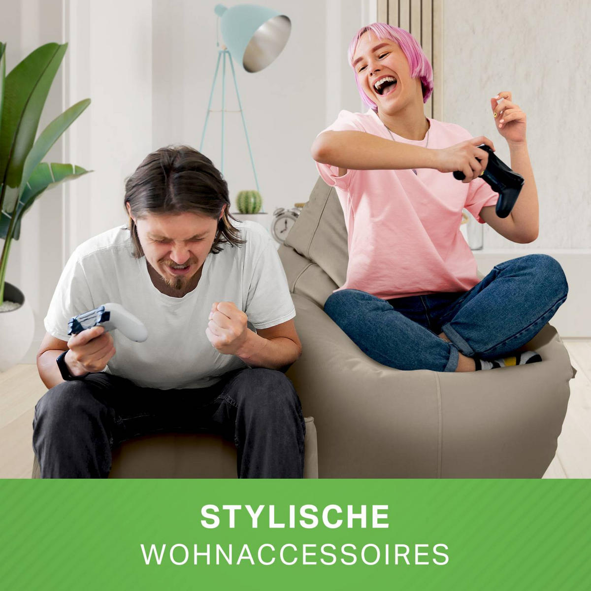 SITZSACK + Hocker "Cozy+Cube" 2er Set - Braun, Textil (70/90/80cm) - Green Bean