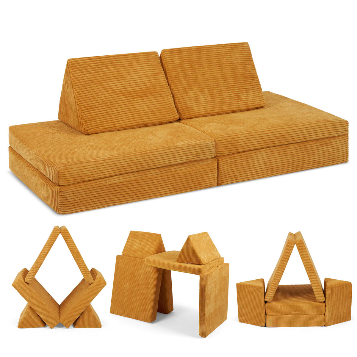 KINDERSOFA Spielparadies - Gelb, Textil (66/52/150cm) - Linodino
