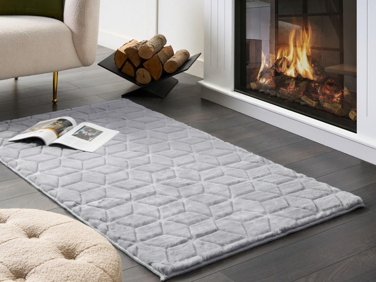 SHAGGY-KUNSTFELLTEPPICH Thatta 150/80 cm - Grau, Kunststoff (80/150cm) - Beliani