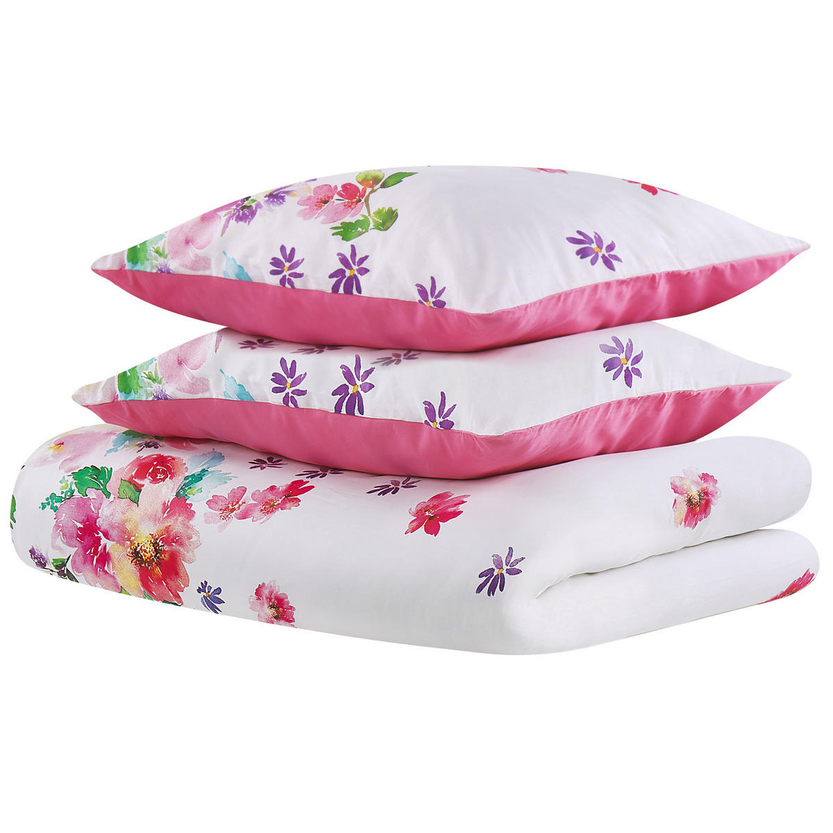 BETTWÄSCHE SET Larynhill 155x220 cm - Weiß, Textil (155/220cm) - Beliani