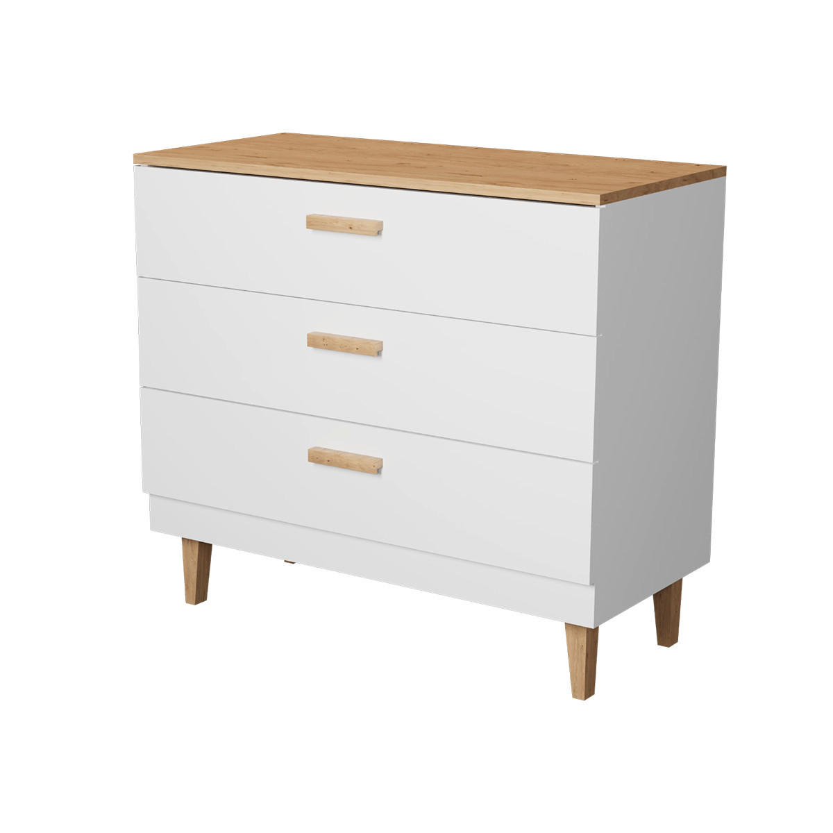KOMODA Denver Bela - bela, leseni material (100/90/47cm) - Petits-meubles