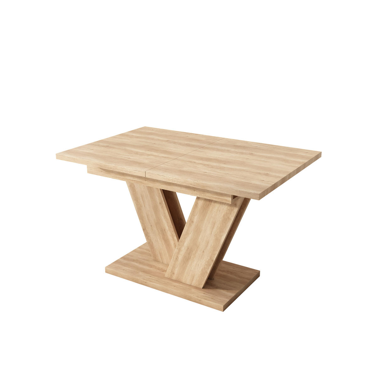 ESSTISCH 140/180/80 cm eichefarben aus MDF ausziehbar mit V-förmigen Metallbeinen - Eichefarben, Holzwerkstoff (180/80/75.5cm) - OKWISH