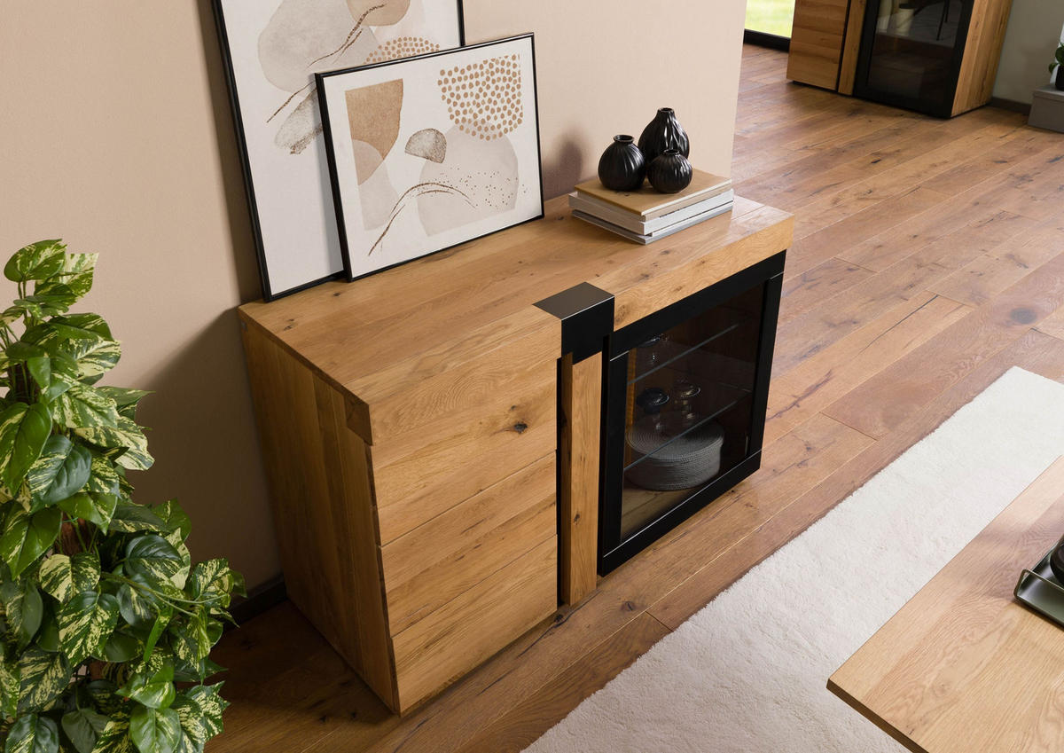 SIDEBOARD Wildeiche 115x45x75 natur geölt ROTTERDAM #115 - Braun, Holz (115/75/45cm) - Massivmoebel24