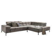 ECKSOFA MIT RELAXFUNKTION NELSON Silber Velvet - Silberfarben, Textil (321/116cm) - KAWOLA