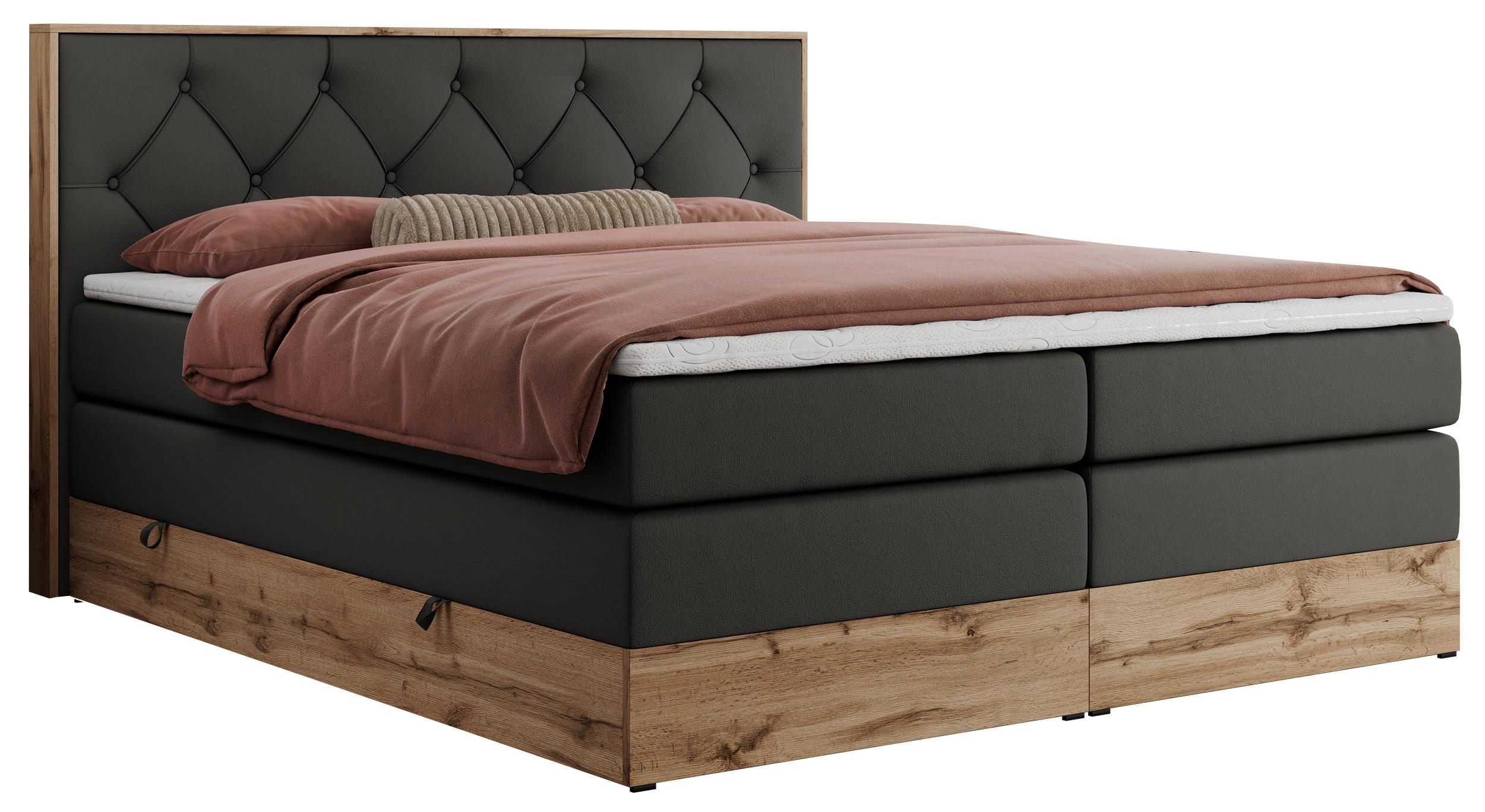BOXSPRINGBETT VENETO KING 180/200 Dunkelgrau Kunstleder - H3 - Dunkelgrau, Holz/Textil (180/200cm) - MKS
