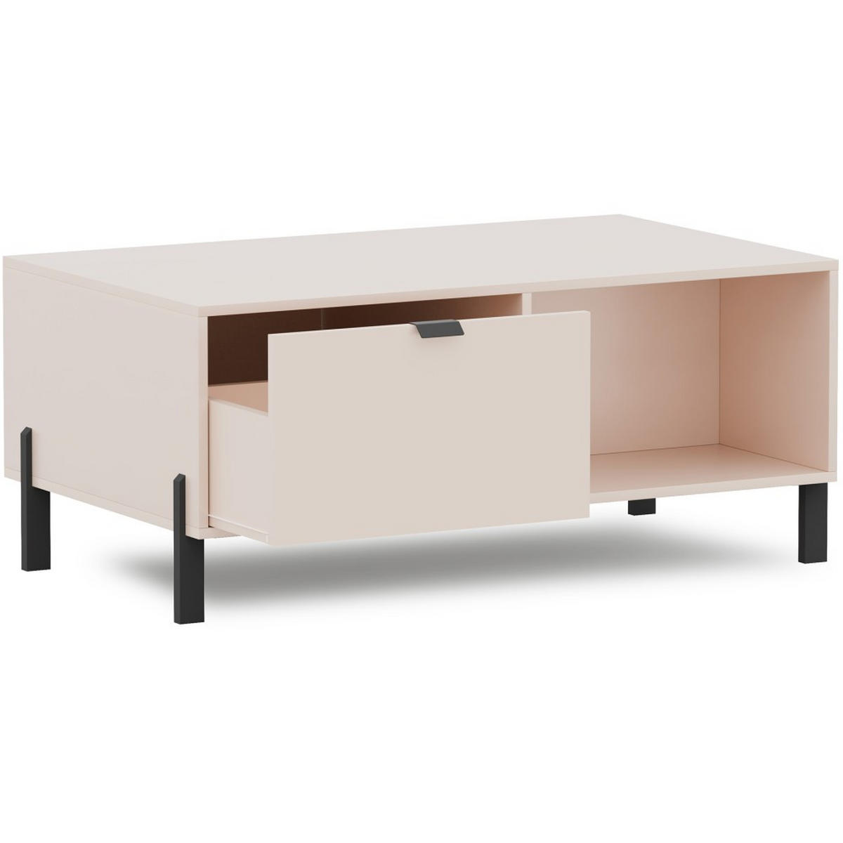 COUCHTISCH Cortina mit 1 Schublade, Sandbeige - Sandfarben/Schwarz, Holzwerkstoff (46/107/65cm) - Beautysofa