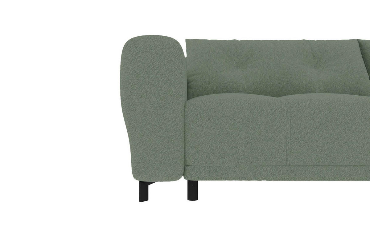 ECKSOFA Massimo Strukturstoff Salbeigrün inkl. Schlaffunktion Rechts - Salbeigrün/Schwarz, Textil/Metall (246/177cm) - 99rooms