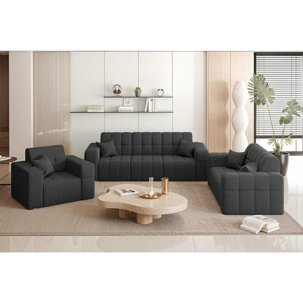 Thumbnail - Kaiser Möbel Sitzgarnitur, Schwarz, Textil, 6-Sitzer, Rechteckig, 92x82x245 cm, Wohnzimmer, Sofas & Couches, Sitzgarnitu...