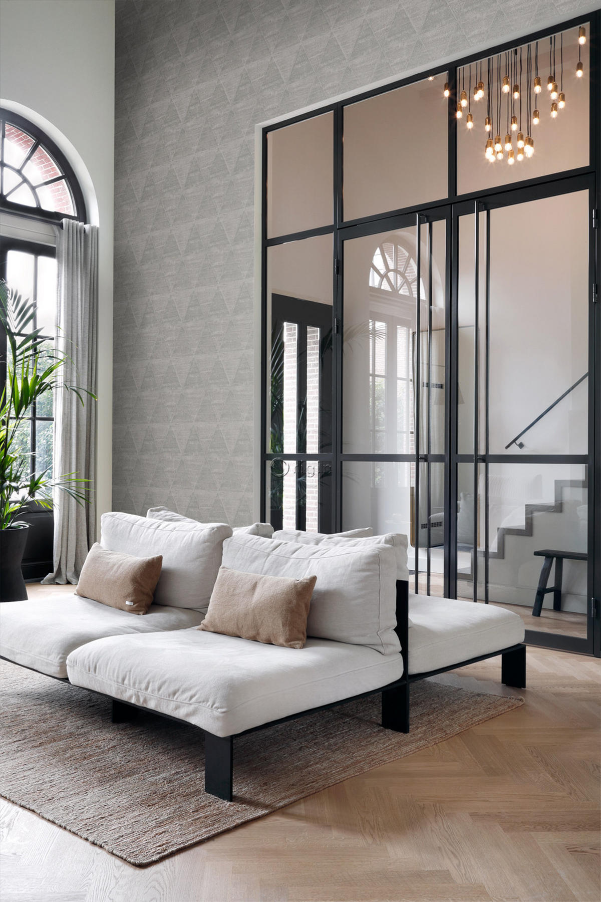 TAPETE verwitterte Metalldreiecke 53 cm x 10.05 m - Grau, Papier (53/1000cm) - Origin Wallcoverings