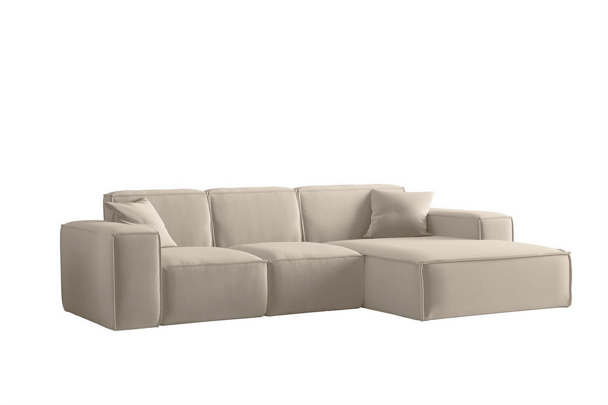 ECKSOFA Ottom Celes Premium Opera Velvet - Beige, Holzwerkstoff/Textil (266/165cm) - Fun Möbel
