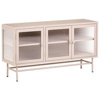 SIDEBOARD mit Glastüren Metall 115 cm Beige Devon - Beige, Metall (115/64/35cm) - Beliani