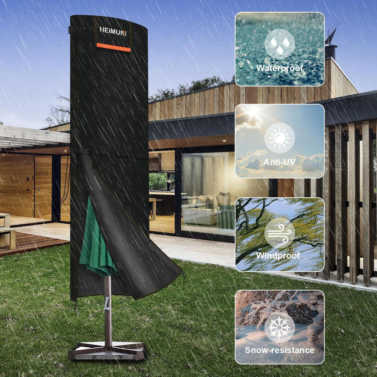 SONNENSCHIRM Schutzhülle 220 x 50/50/50 cm wetterfest - Schwarz, Textil (50/220/50cm)