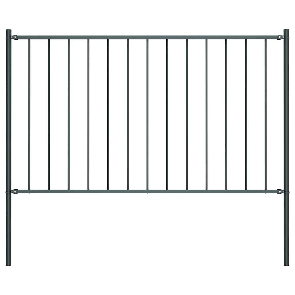 ZAUNELEMENT Mit Pfosten Stahl 1,7/1,25 M Anthrazit - Anthrazit, Metall (5/175cm) - vidaXL