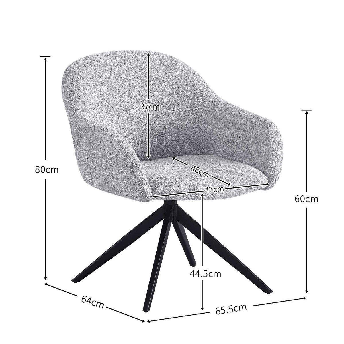 SESSEL LENA Anthrazit - Anthrazit, Leder/Textil (65/80/64cm) - B&D Home
