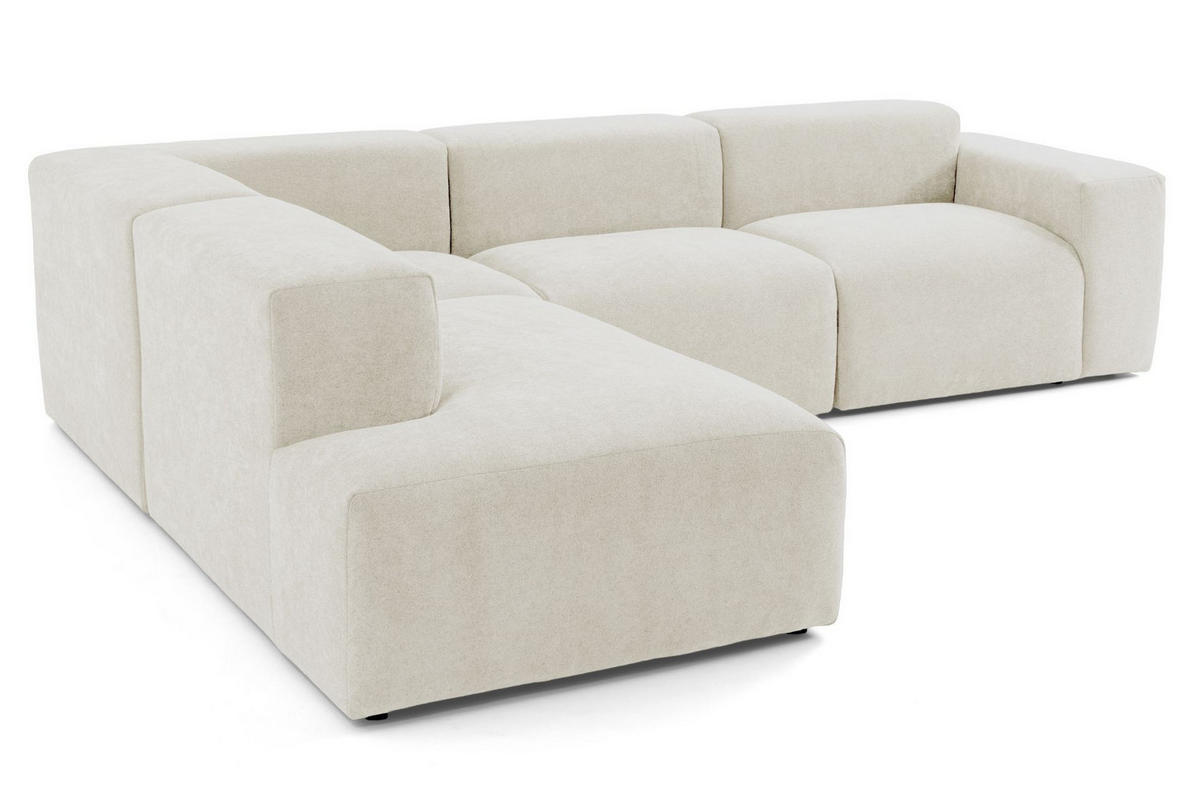 4-SITZER modulares Ecksofa HEAVEN SET 2 Links, Breite 300 cm Webstoff Weiß - Schwarz/Weiß, Holz/Kunststoff (300/245cm) - Muffo