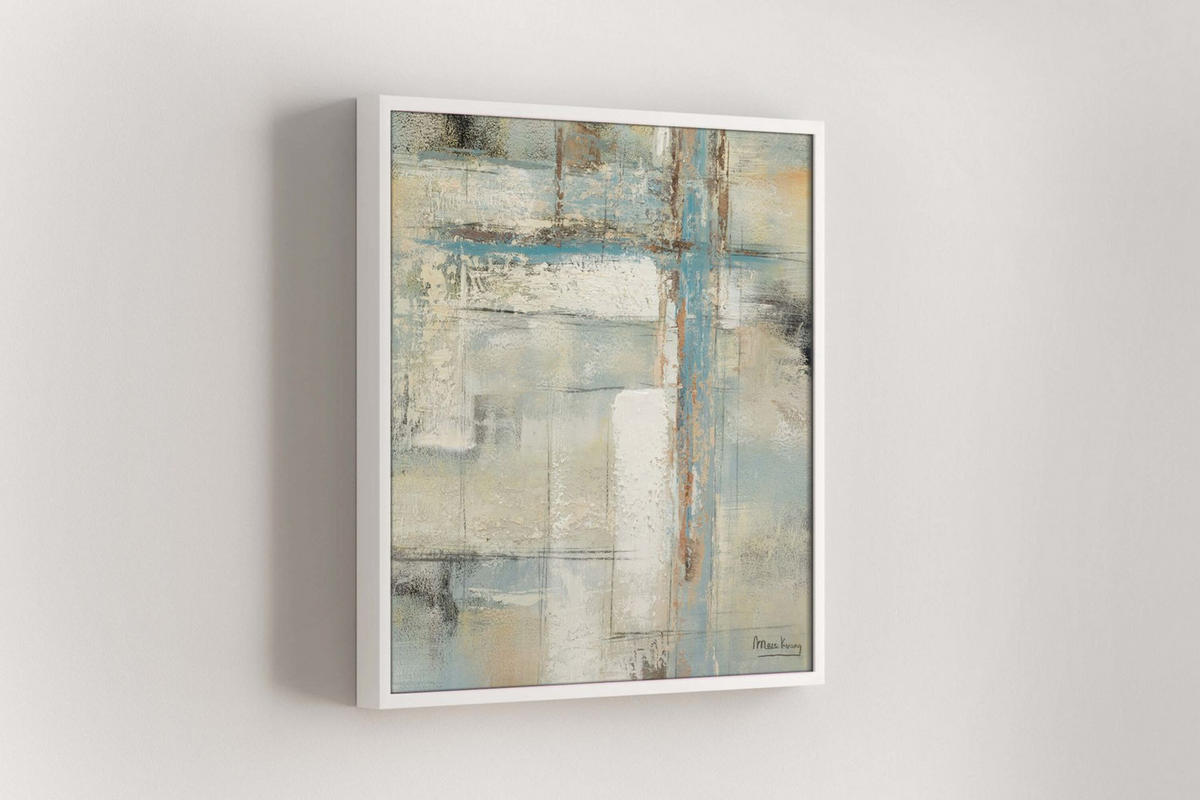 ACRYLBILD HANDGEMALT 60/60 cm - Blau/Beige, Holz/Textil (60/60cm) - KUNSTLOFT