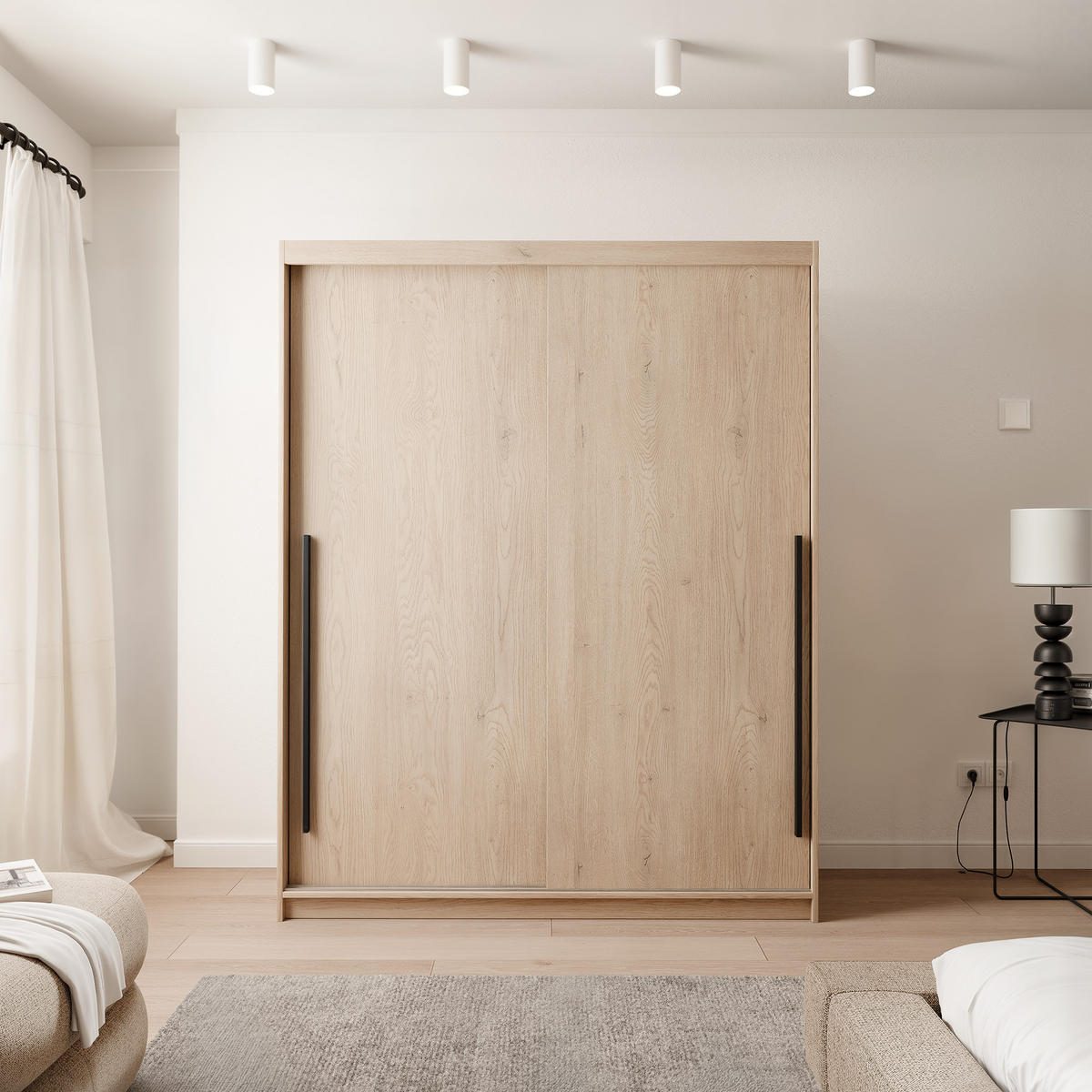 SCHIEBETÜRENSCHRANK SILENTE 160 cm mit Einlegeböden und Kleiderstange - Braun, Holzwerkstoff (160/205/60cm) - Idohome