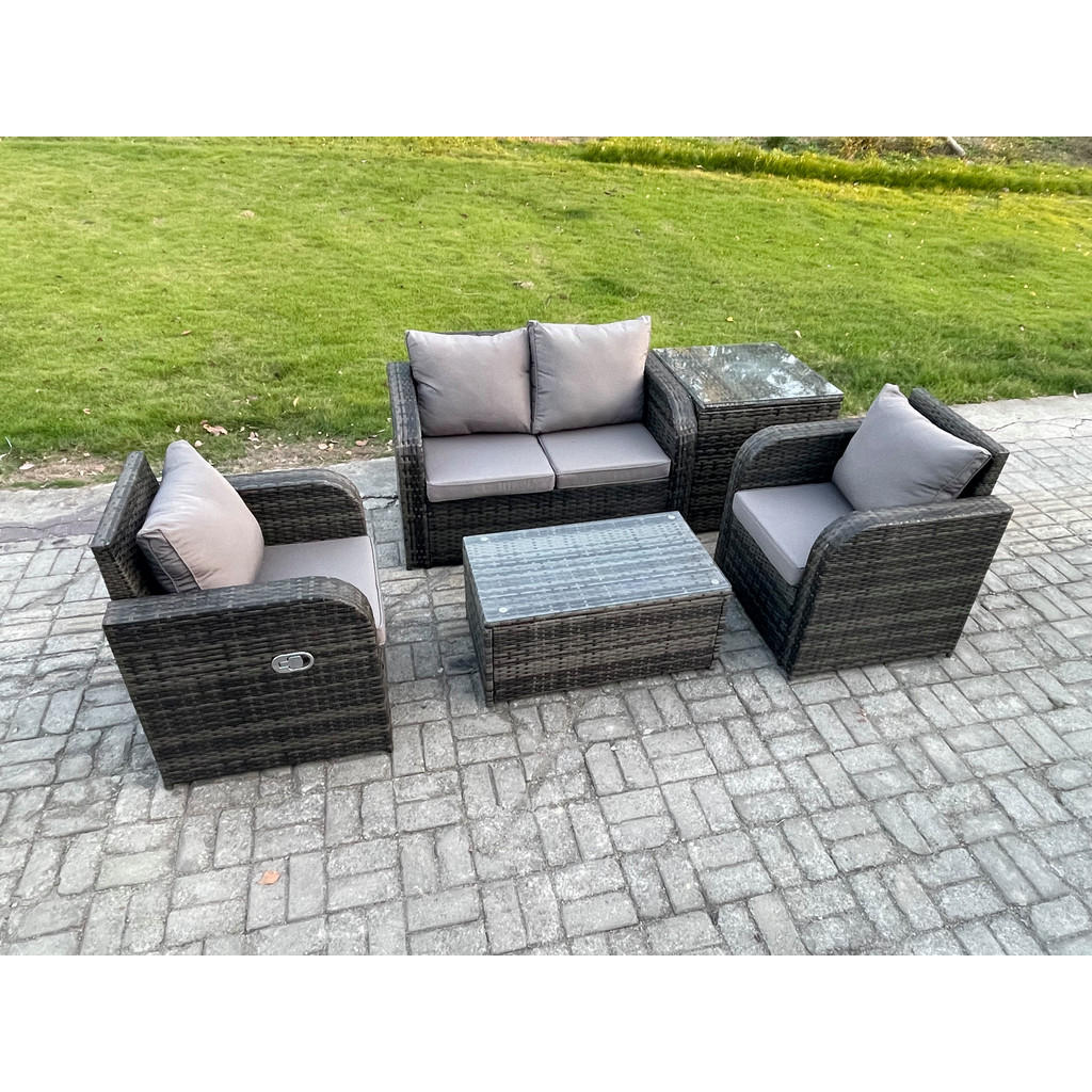 Thumbnail - Fimous Gartenlounge-Set, Dunkelgrau, Metall, 4-Sitzer, Loungemöbel, Loungemöbel-Sets