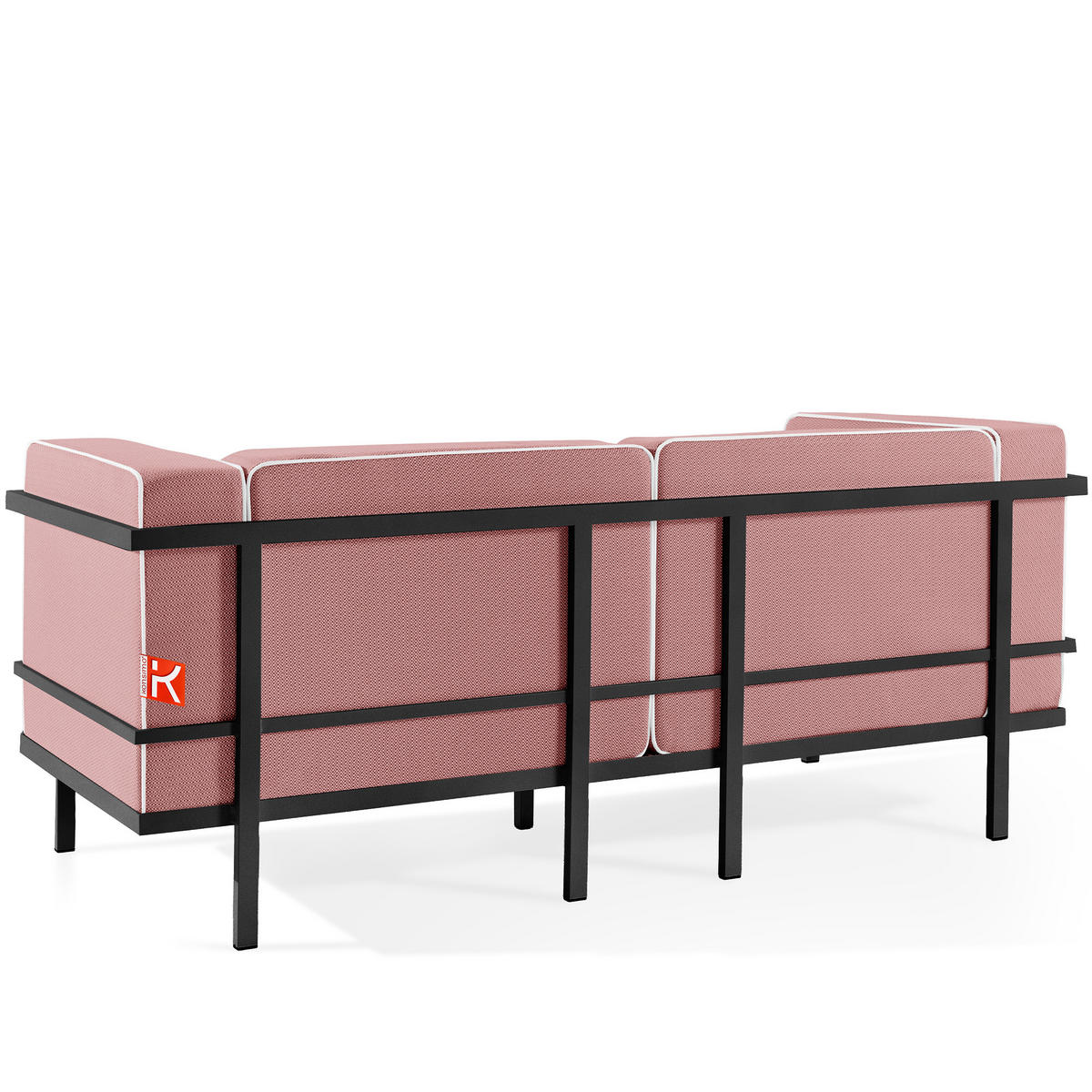GARTENSOFA TRIGLO 2-Personen, Stahlrahmen, Modern, Dunkelgrau - Dunkelgrau/Rot, Textil/Metall (164/70/69cm) - KONSIMO®