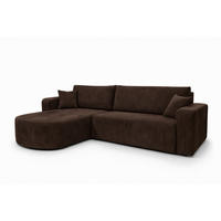 ECKSOFA Mit Schlaffunktion, Cordstoff Poso, Braun, Links, ROUND ONE XL - Braun, Holz (271/175cm) - Kaiser Möbel