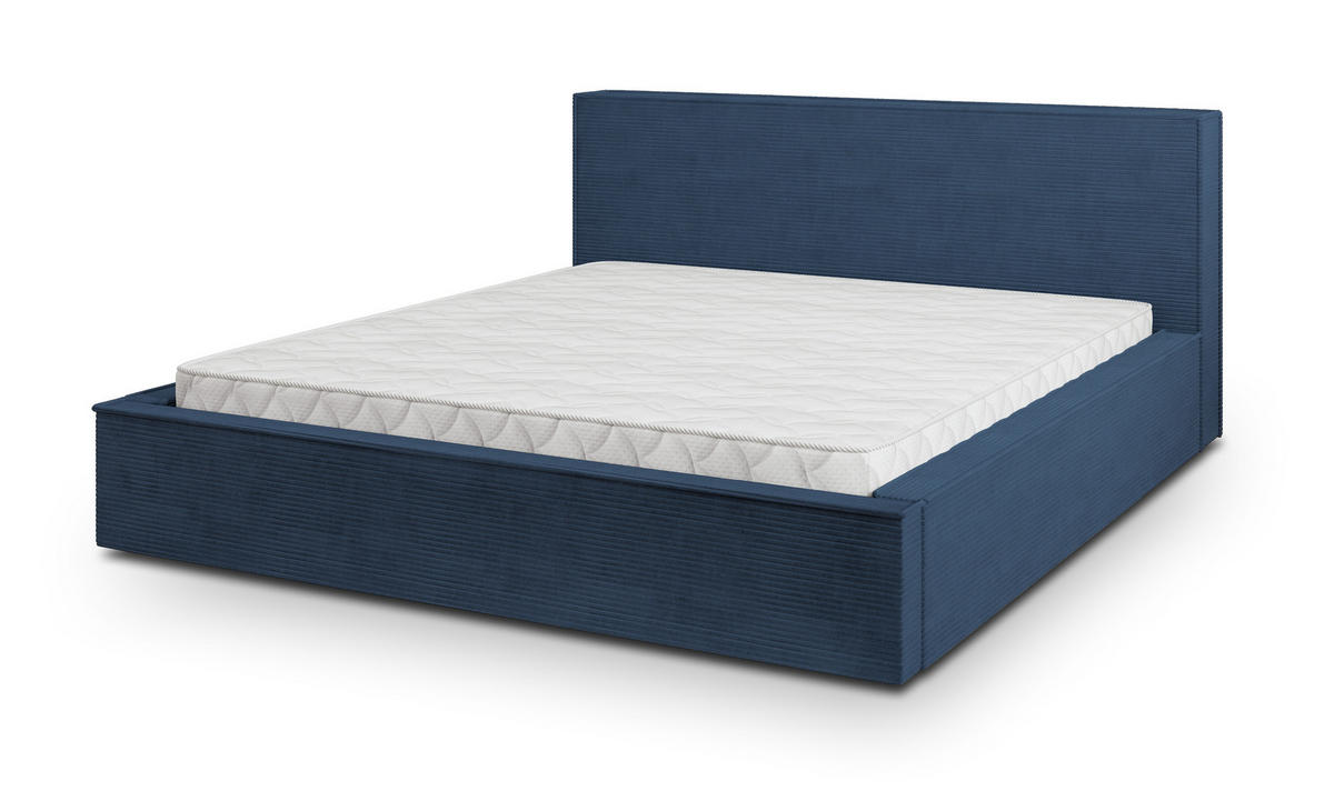 POLSTERBETT CELORA 180x200 cm mit Bettkästen - Blau - Blau, Holz (180/200cm) - MASSENO