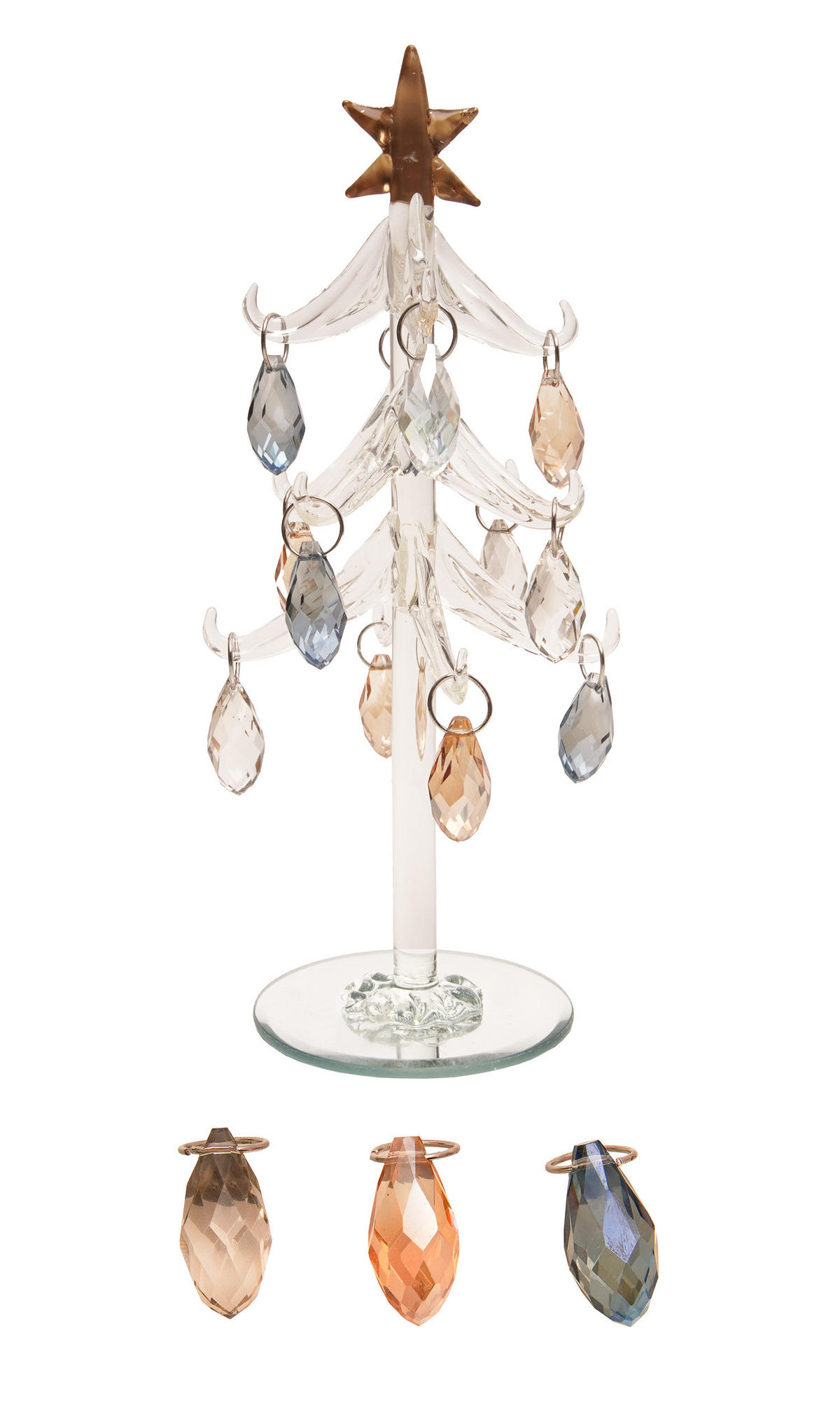 WEIHNACHTSDEKORATION Kristallbaum mit Ornamenten Mehrfarbig 21cm (Glas / 1 Stk.) - Multicolor, Glas (8/21/8cm) - Krebs Glas Lauscha