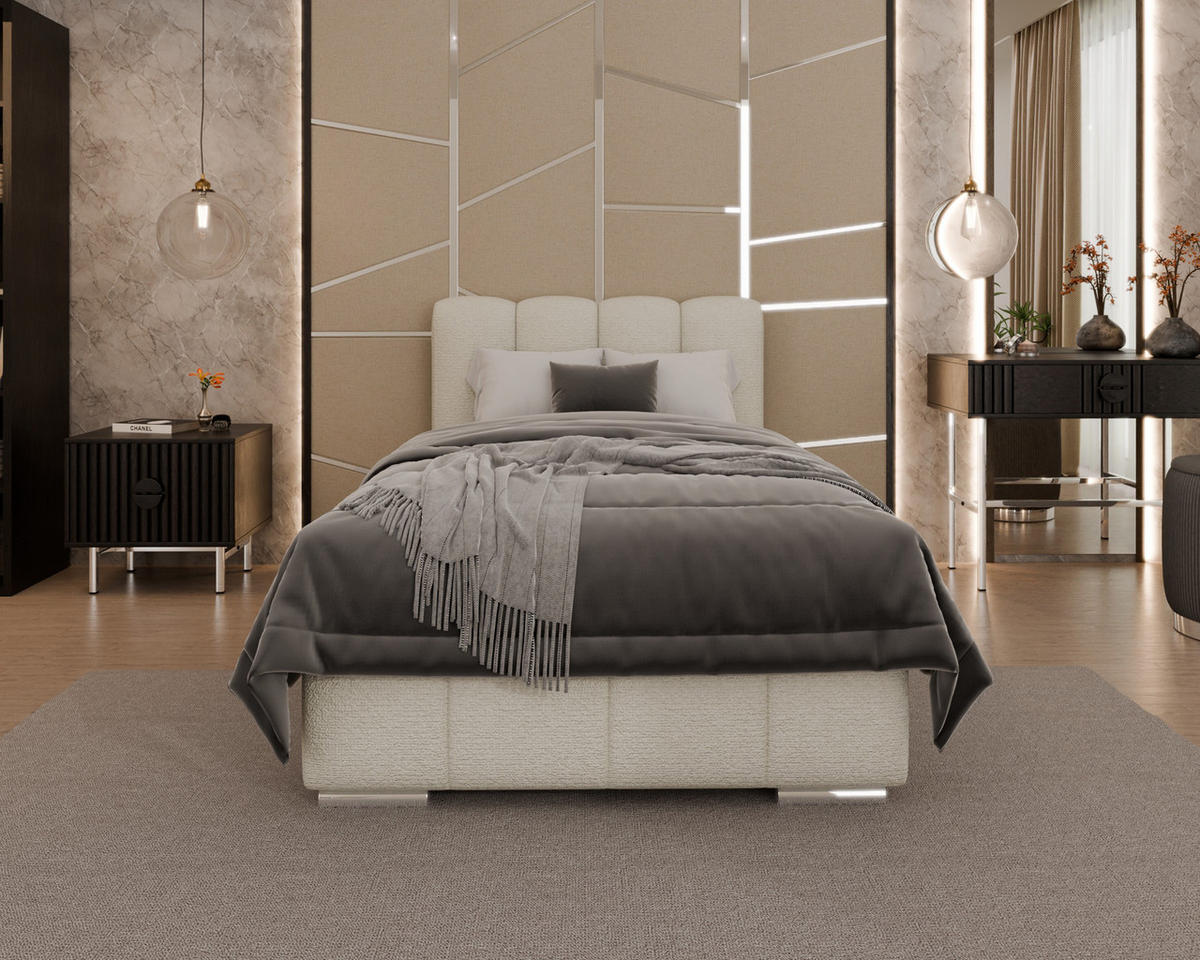 POLSTERBETT Zaira 100x200cm – Elegantes Polsterbett für modernen Wohnstil , ohne matratze, creme - Creme, Holz (100/200cm) - Homesy