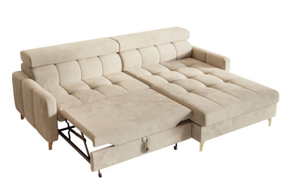 ECKSOFA Creme BAMBINO Mit Verstellbaren Kopfstützen Rechts - Beige/Creme, Textil (174/223cm) - Sepro Meble