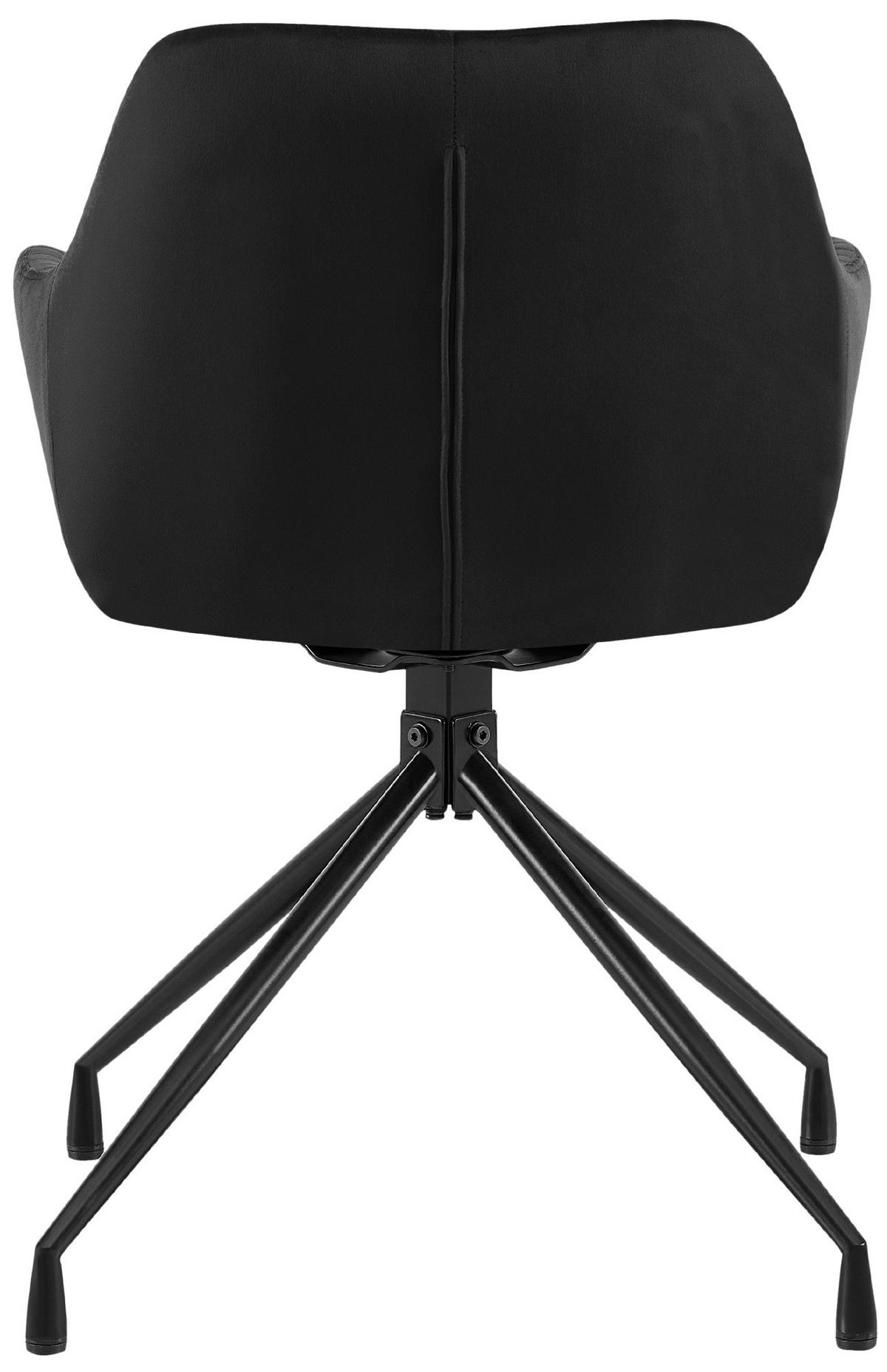 ARMLEHNENSTUHL 2er Set Samt Schwarz - Schwarz, Textil/Metall (58/81/58cm) - CLP