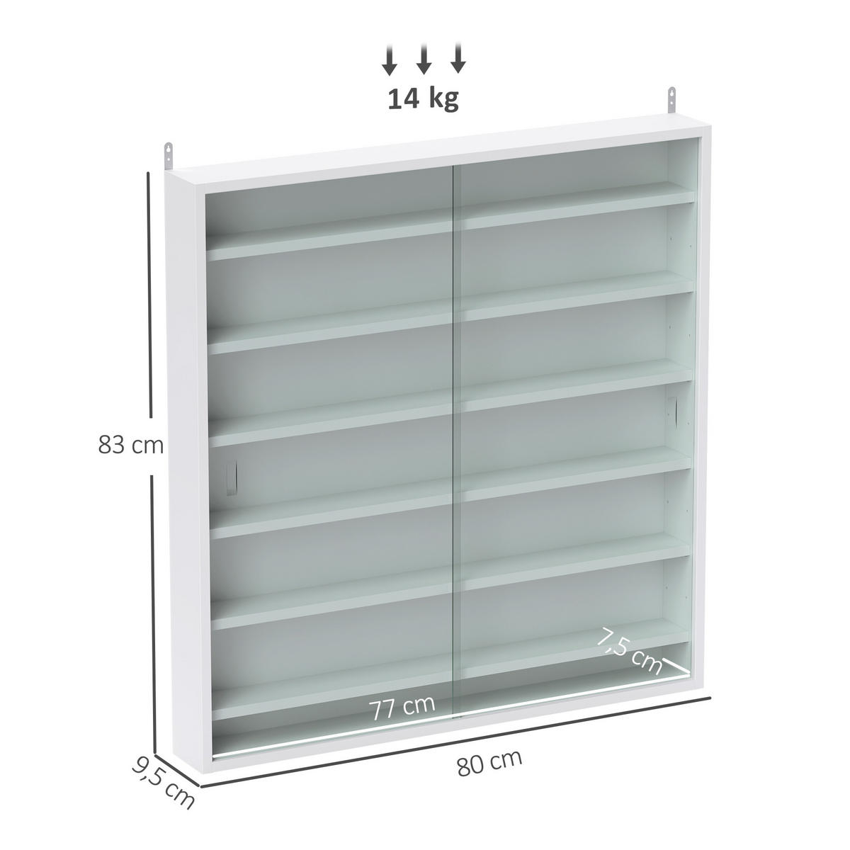 BÜCHERREGAL 80/9,5/83 cm weiß - Weiß, Karton (80/83/9.5cm)