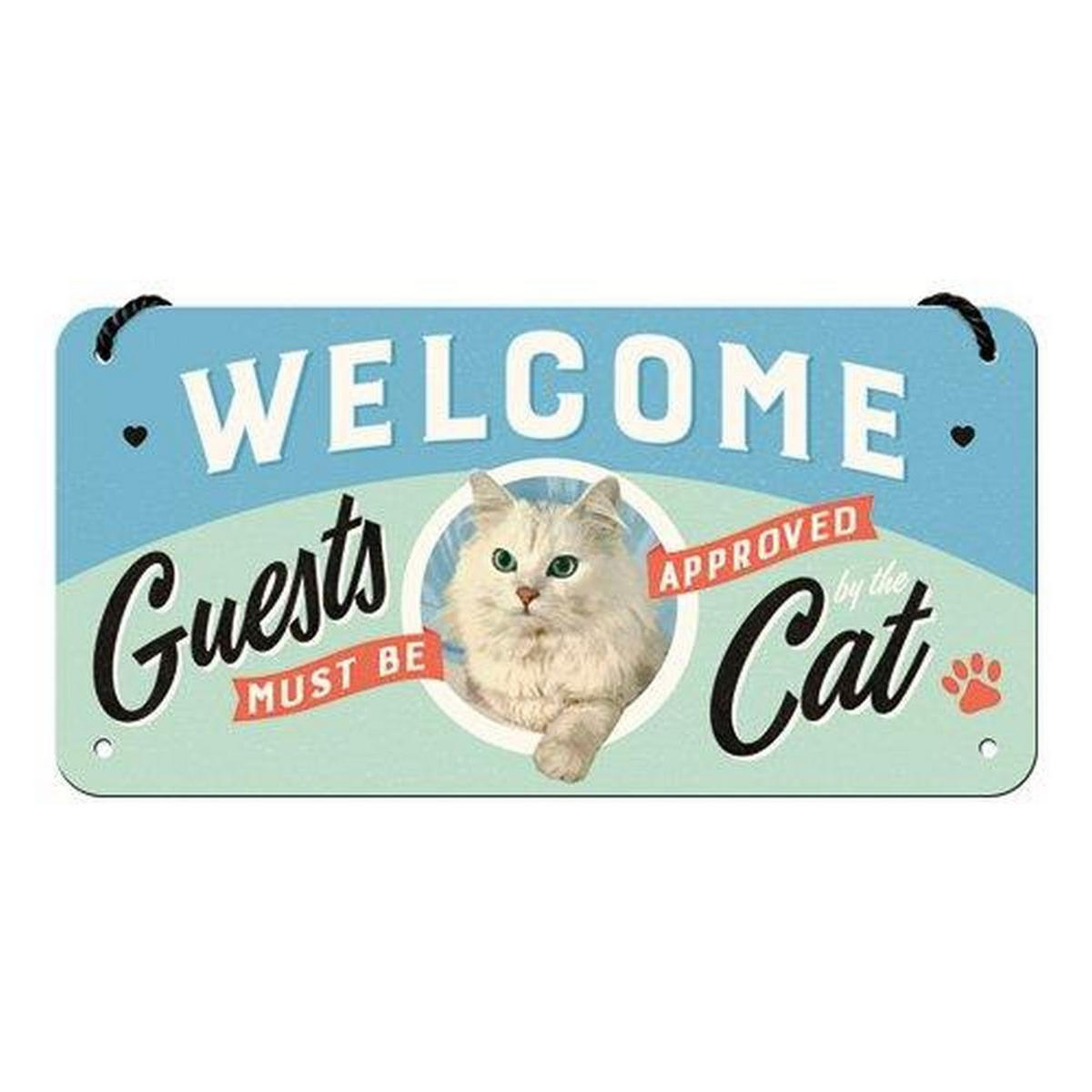HÄNGESCHILD 10/20 cm Pfotenschild Welcome Guests Cat - Multicolor, Metall (20/10/0.2cm) - Nostalgic-Art