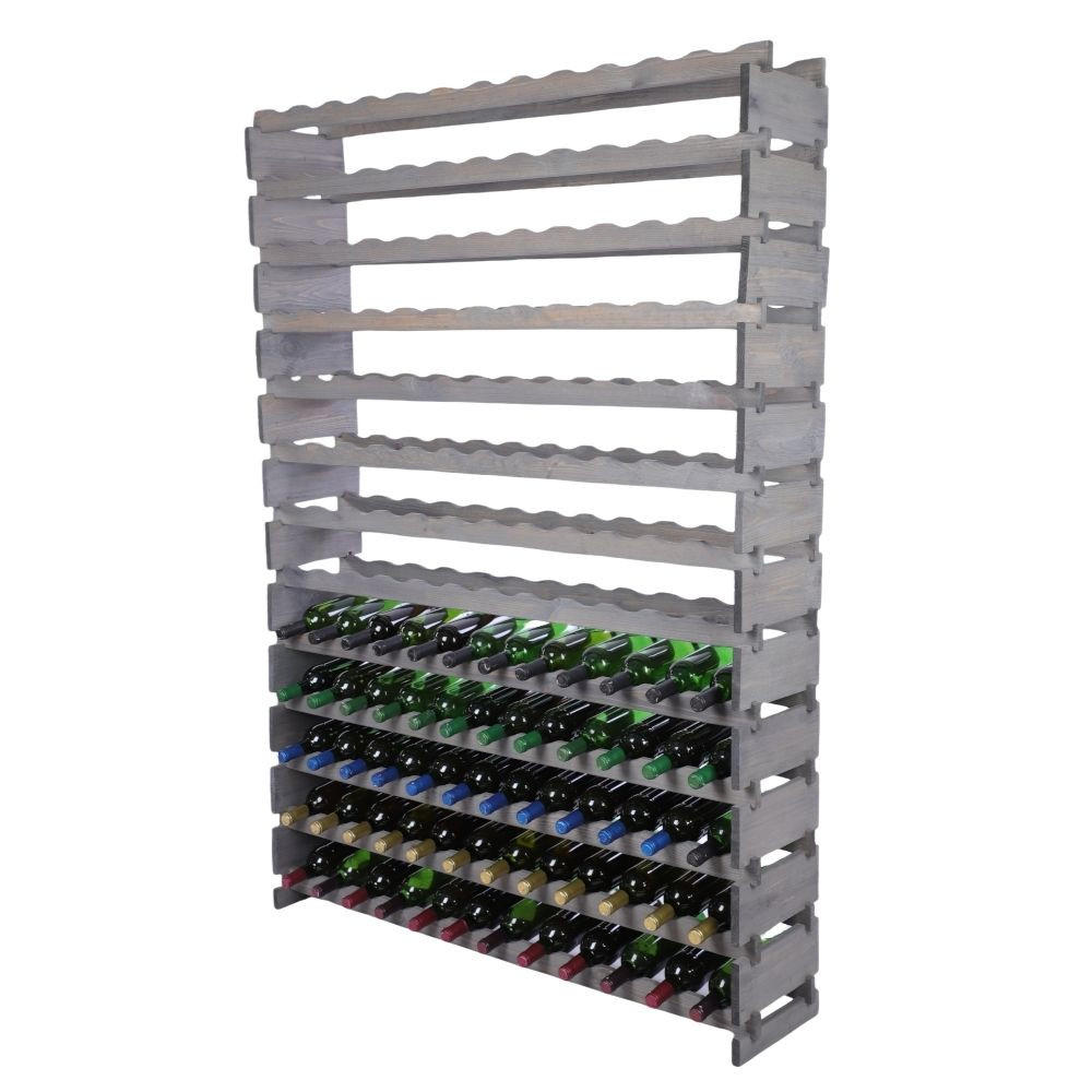 WEINREGAL VINOTECA FLEX PRO HxBxT 177x123x28cm 156 Flaschen auf 13 Ebenen Grau - Grau, Holz (123/177/28cm) - PROREGAL