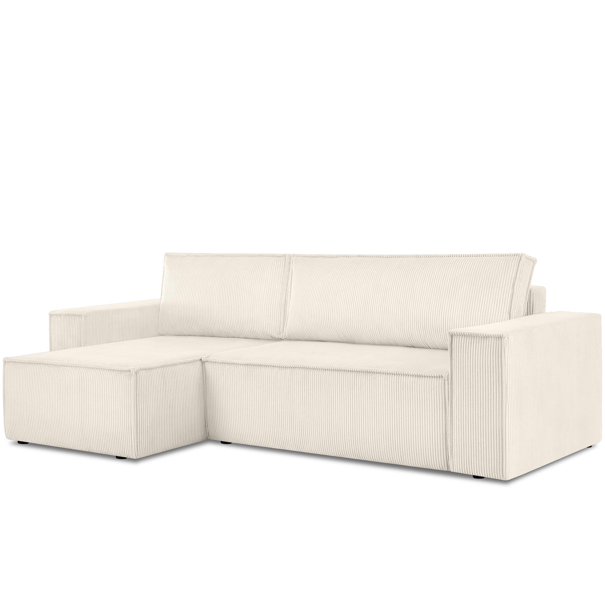 ECKSOFA-LINKS/RECHTS NAPI Schlaffunktion mit Cordbezug, beige - Ecru/Schwarz, Textil (262/148cm) - KONSIMO®