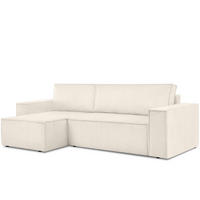 ECKSOFA-LINKS/RECHTS NAPI Schlaffunktion mit Cordbezug, beige - Ecru/Schwarz, Textil (262/148cm) - KONSIMO®