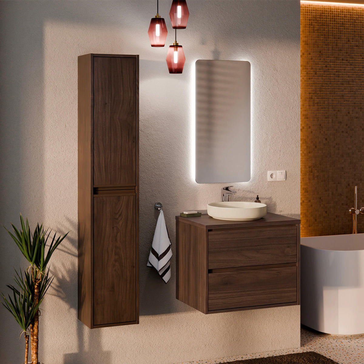 KOUPELNOVÝ NÁBYTEK 60cm Edmé 2er-Set Dřevo - hnědá, kompozitní dřevo (60/52.2/46cm) - Petits-meubles