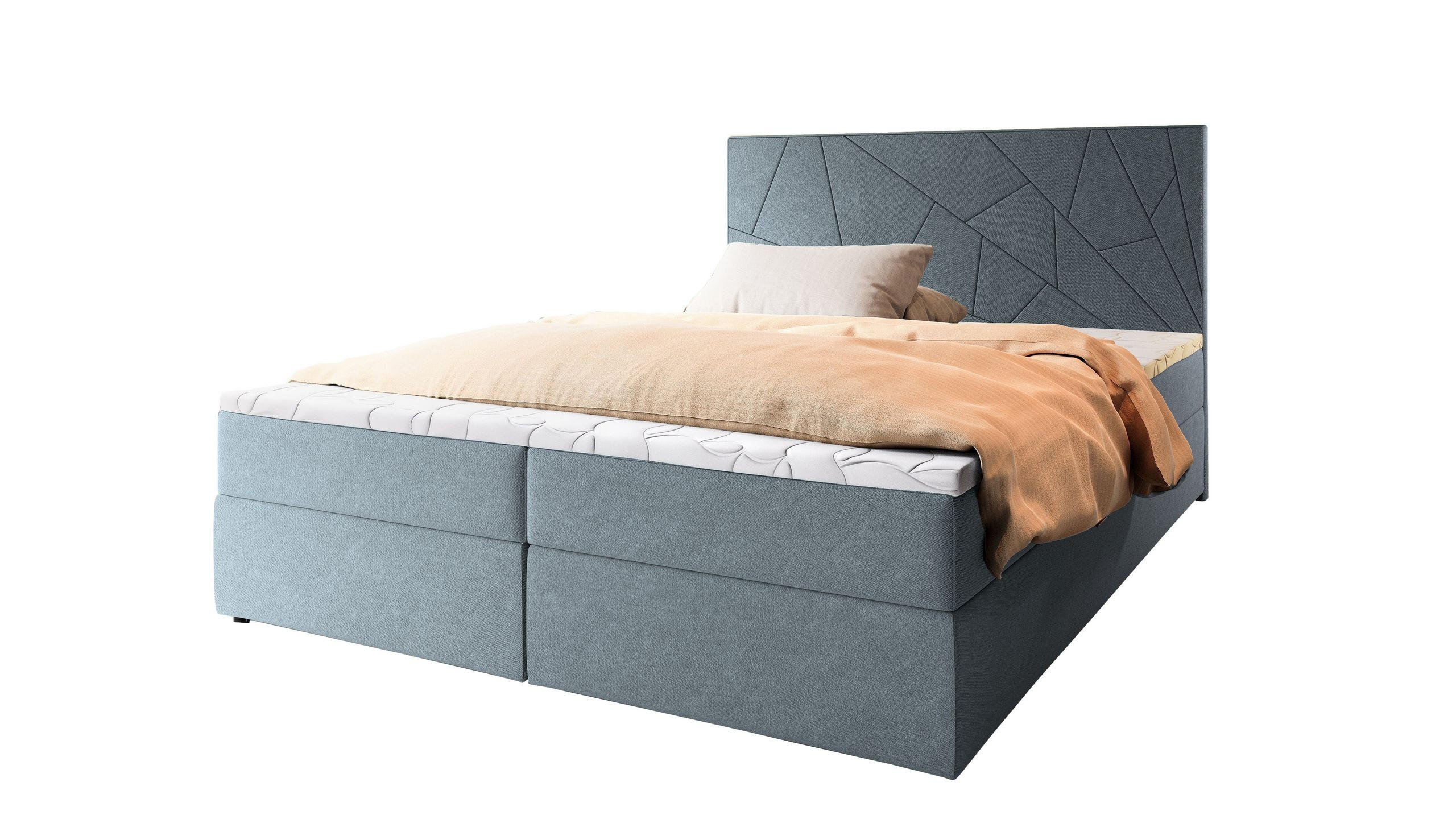 POSTEL BOXSPRING MADO 160x200 cm, s matrací a úložným prostorem, světle modrá - světle modrá, kompozitní dřevo/textil (160/200cm) - MASSENO