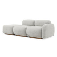 3-SITZER SOFA Links Bouclé Stoff Grau - Silberfarben/Braun, Holz/Textil (258/73/95cm) - Makamii
