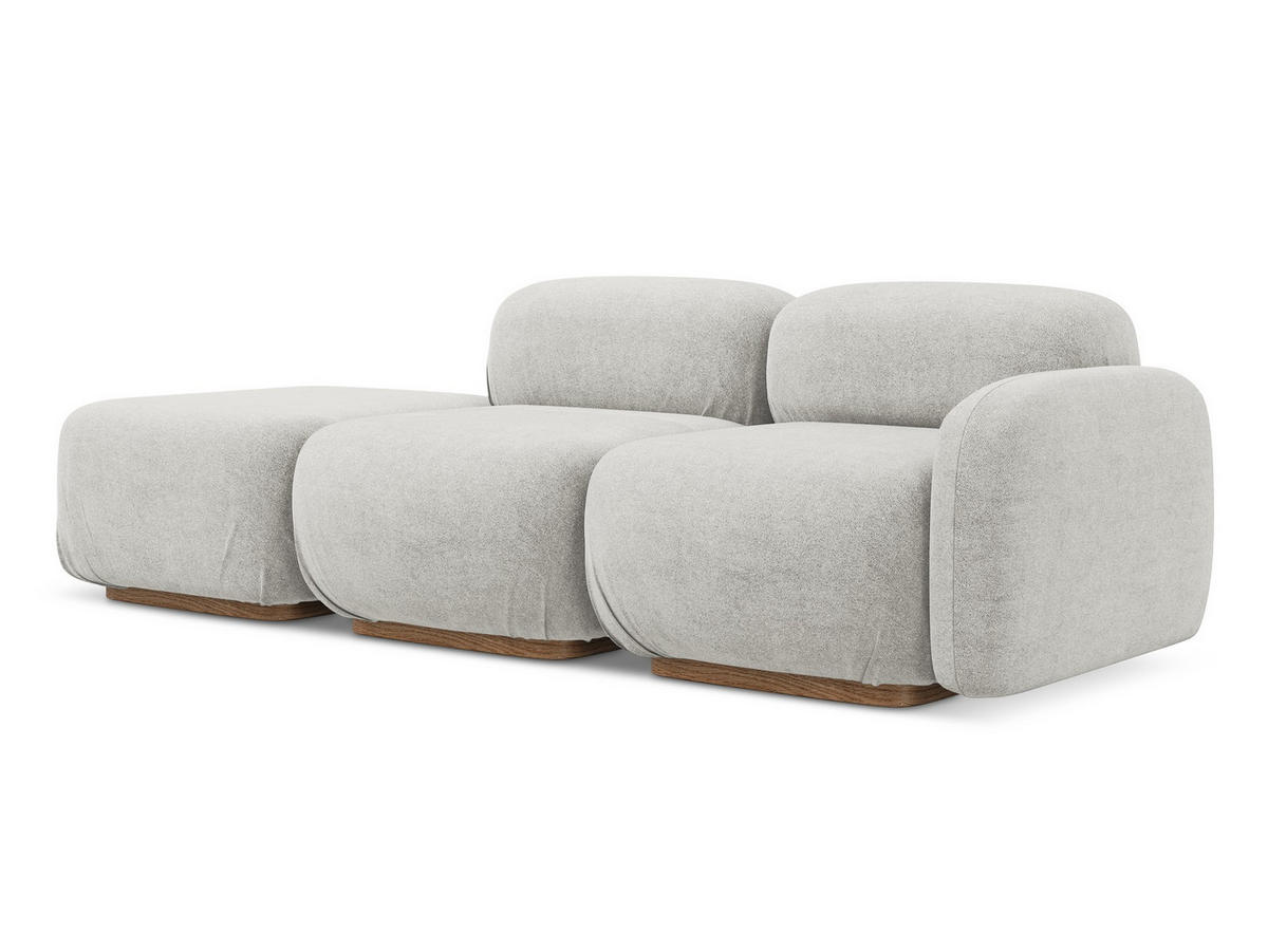 3-SITZER SOFA Links Bouclé Stoff Grau - Silberfarben/Braun, Holz/Textil (258/73/95cm) - Makamii