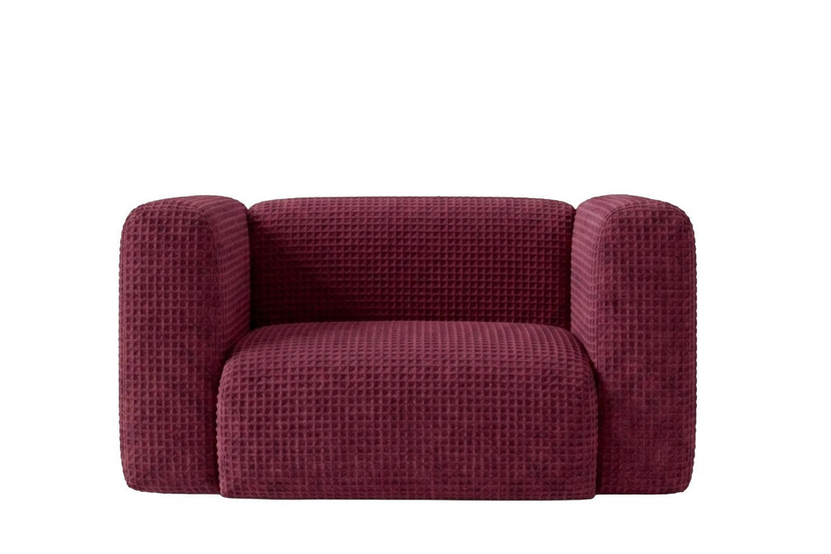 WOHNZIMMERSESSEL aus Chenille-Stoff Cremona, Rotwein, GRETA - Weinrot, Holz (137/70/89cm) - Kaiser Möbel