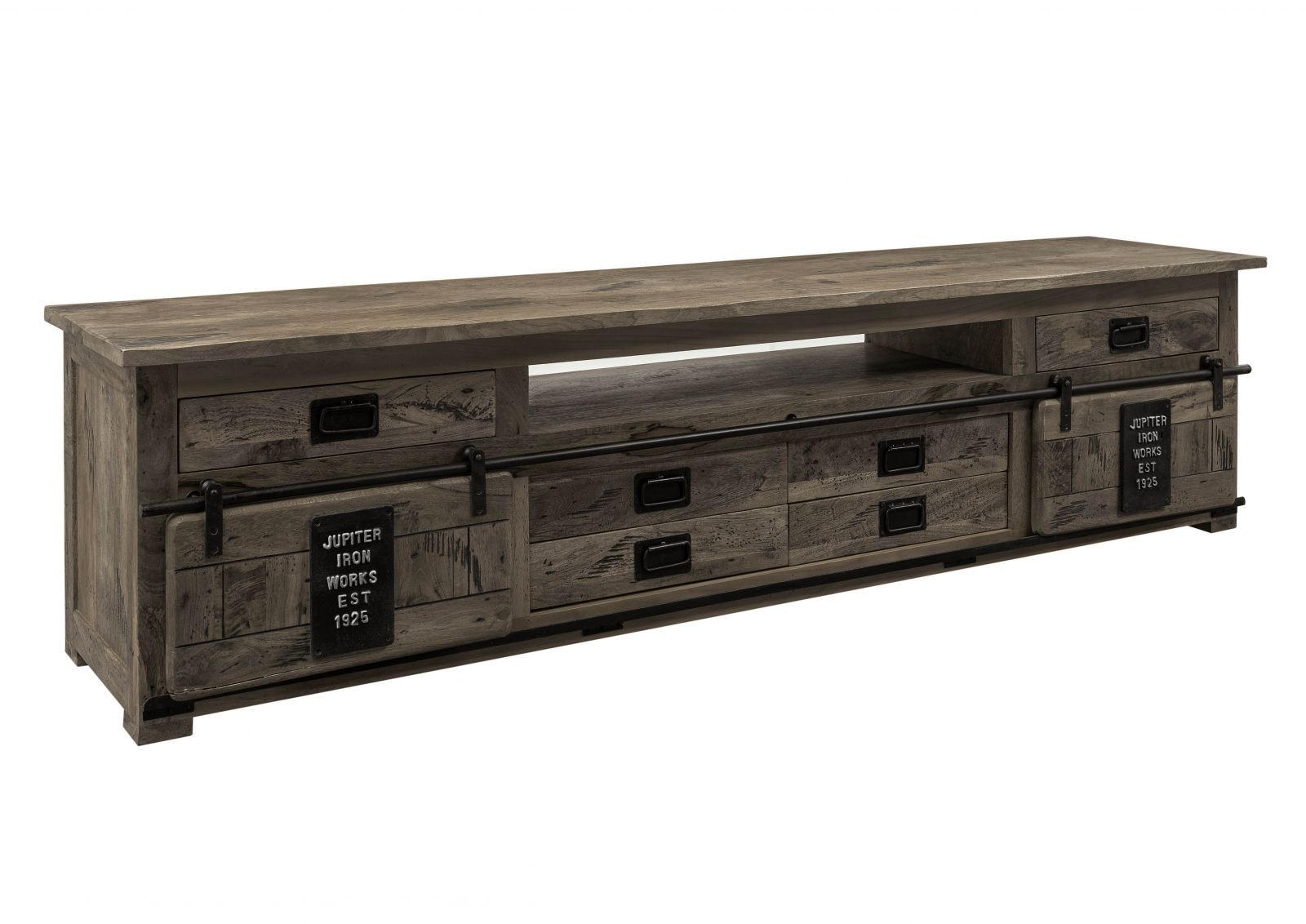 TV-BOARD Mango 240x50x60 grau lackiert RAILWAY #256 - Grau, Holz (240/60/50cm) - Massivmoebel24
