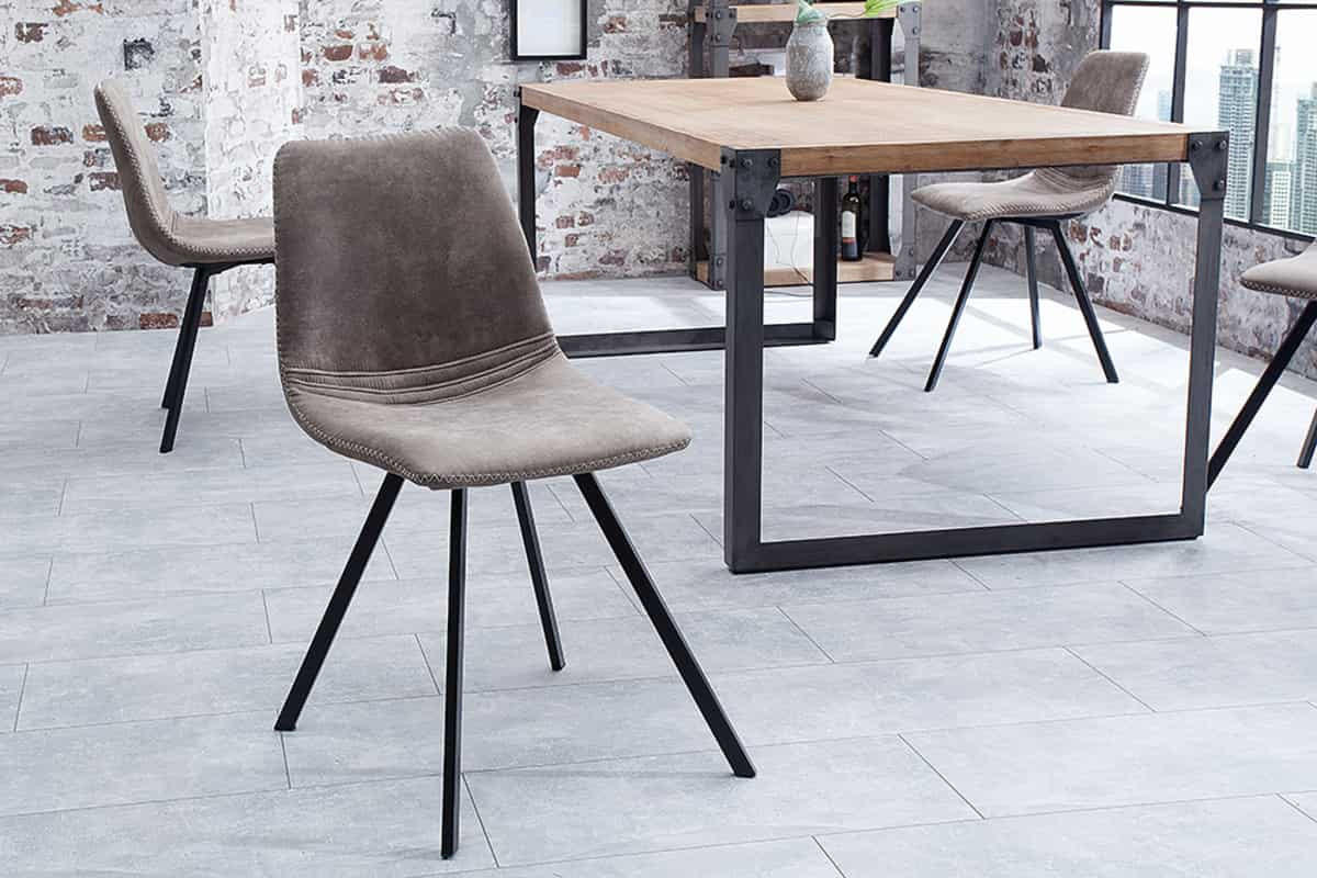 STUHL AMSTERDAM CHAIR Microfaser Grau 85 cm - Taupe/Schwarz, Textil/Metall (47/83/59cm) - riess-ambiente